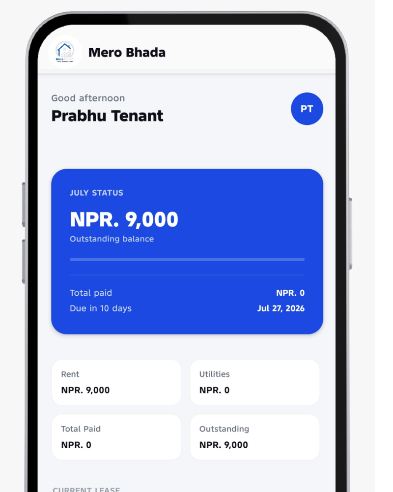 Tenant using Mero Bhada app
